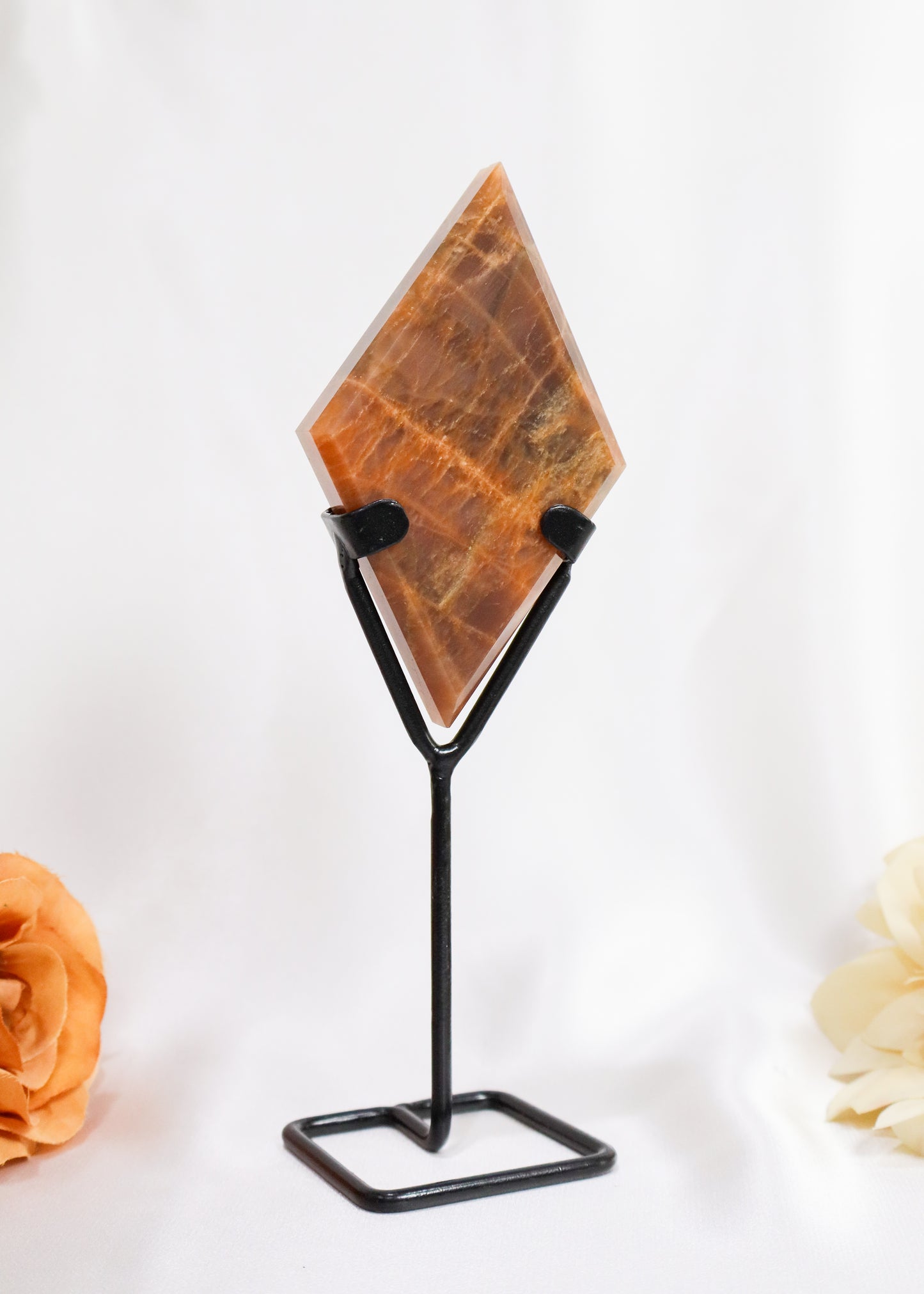 Peach Moonstone Diamond On Stand #2