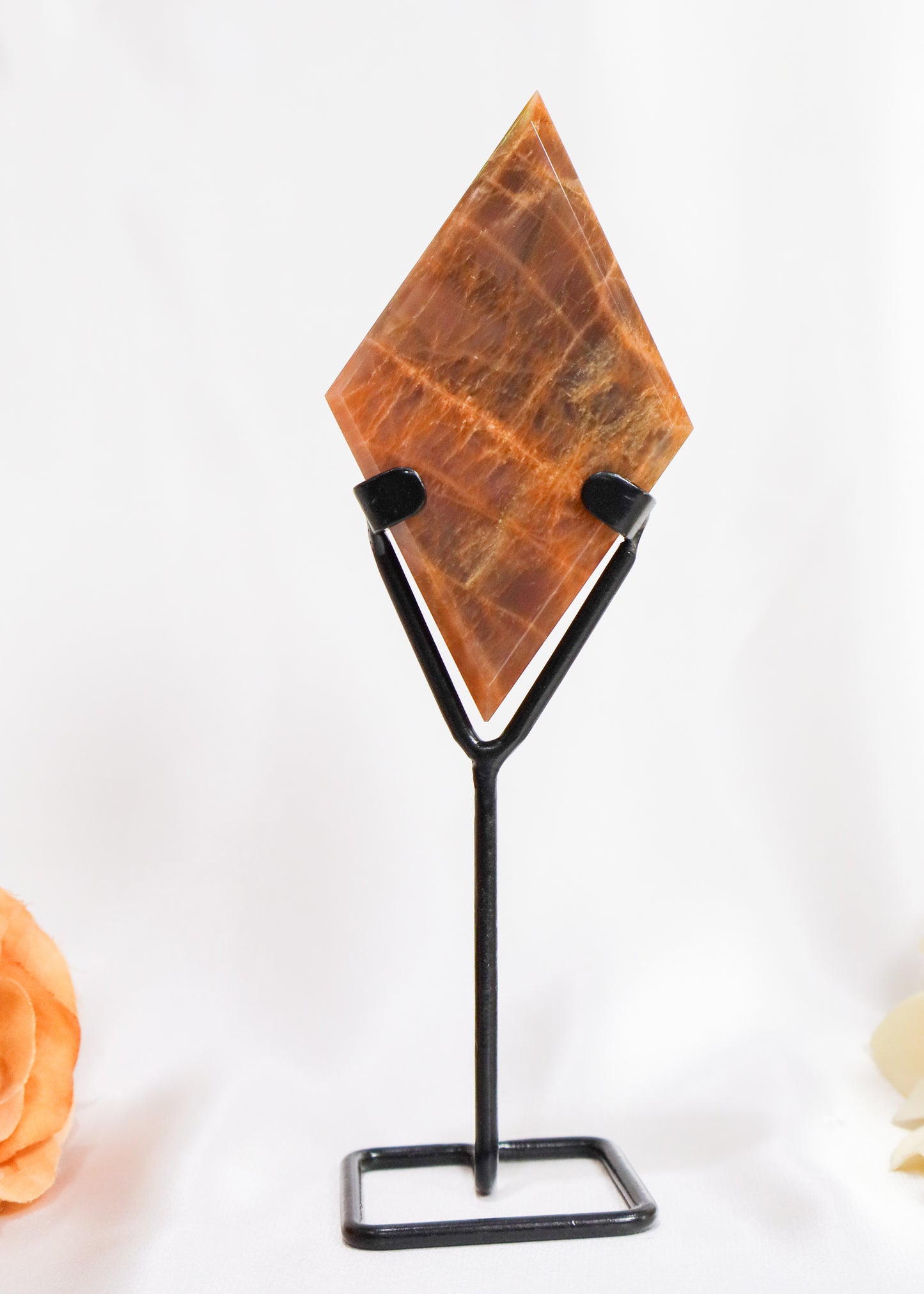 Peach Moonstone Diamond On Stand #2