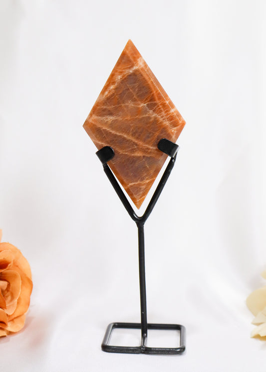 Peach Moonstone Diamond On Stand #3