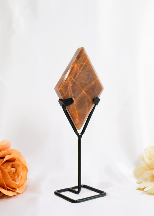 Peach Moonstone Diamond On Stand #4