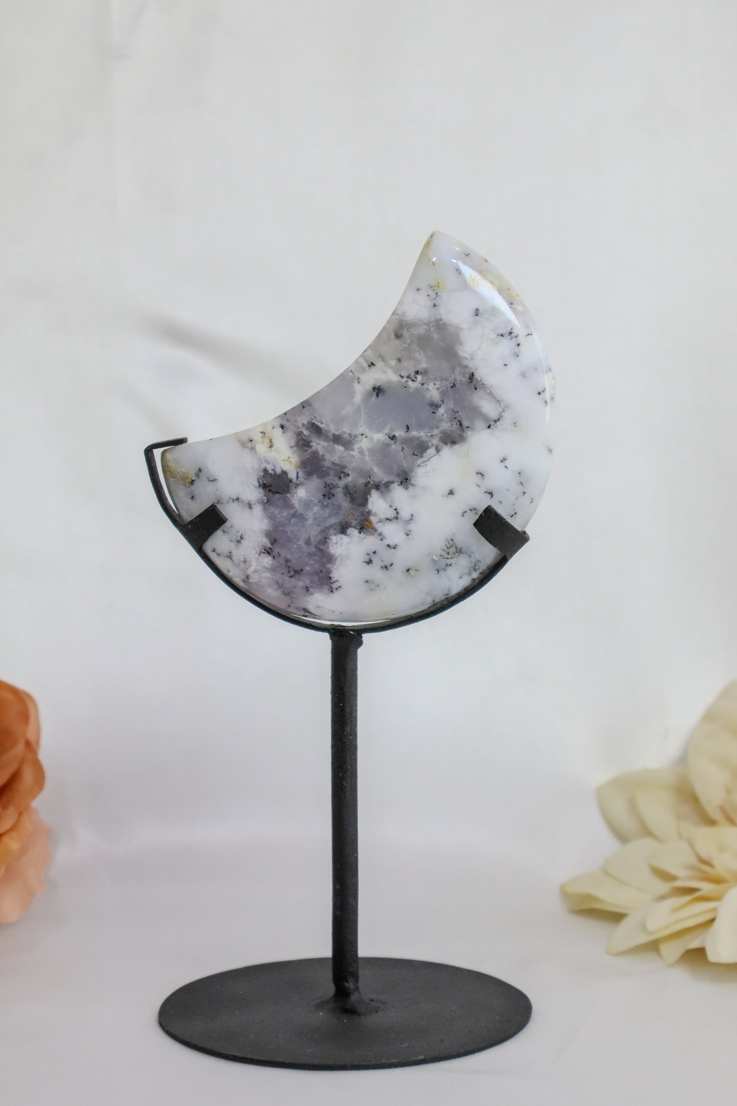 Dendritic Opal Moon on Stand #2