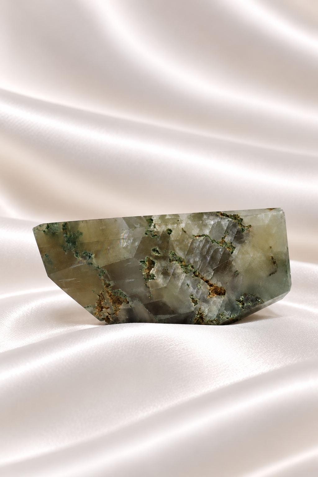 Optical Calcite with Moss Agate inclusions Freeform - RARE #2