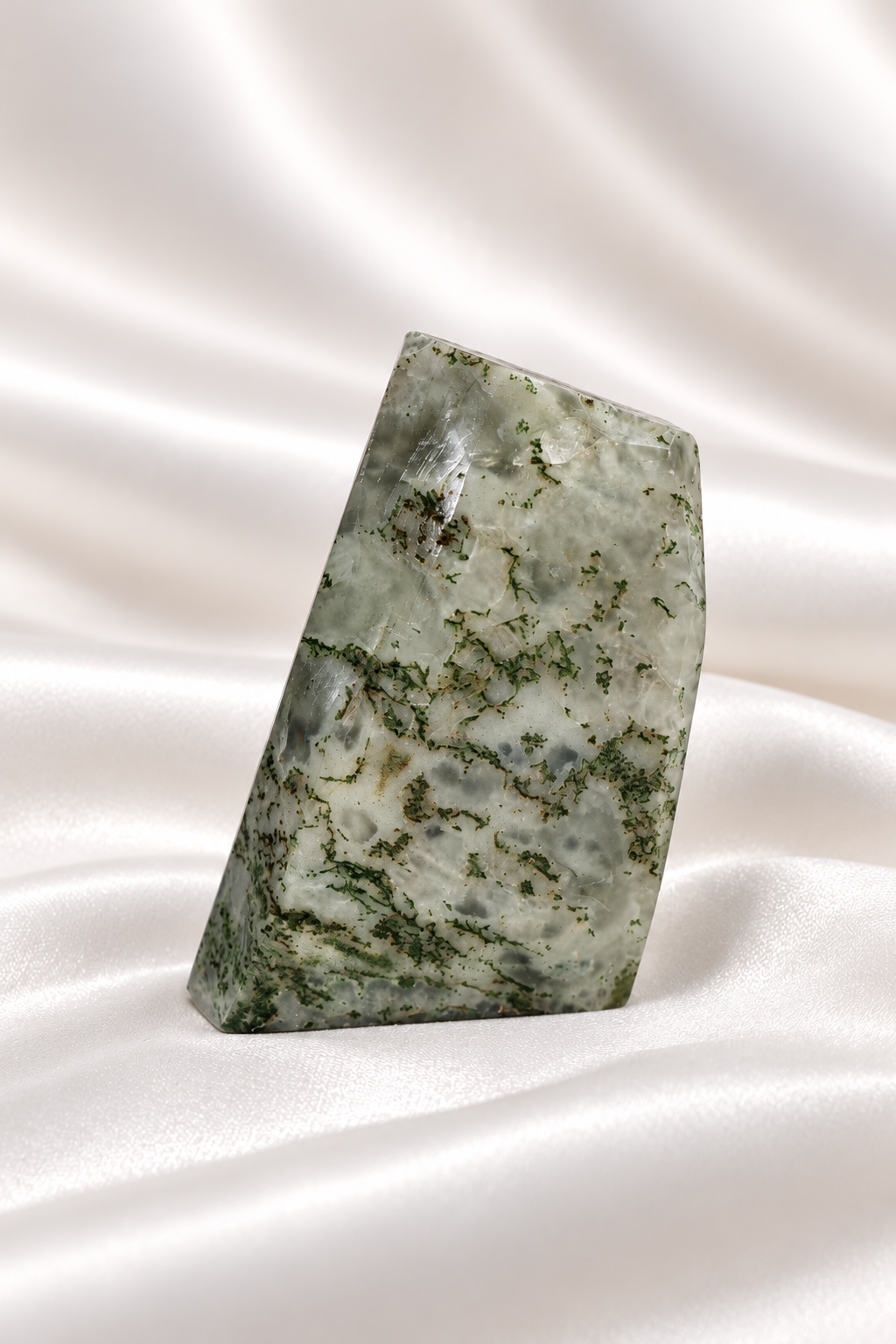 Optical Calcite with Moss Agate inclusions Freeform - RARE #4