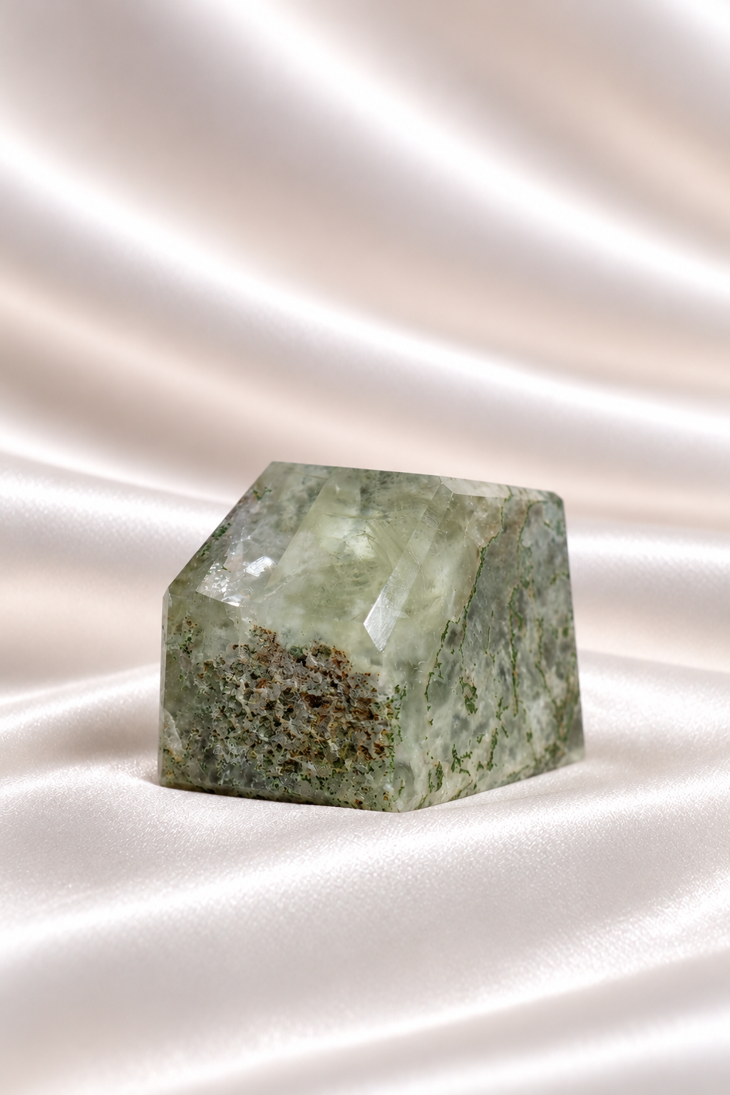 Optical Calcite with Moss Agate inclusions Freeform - RARE #3
