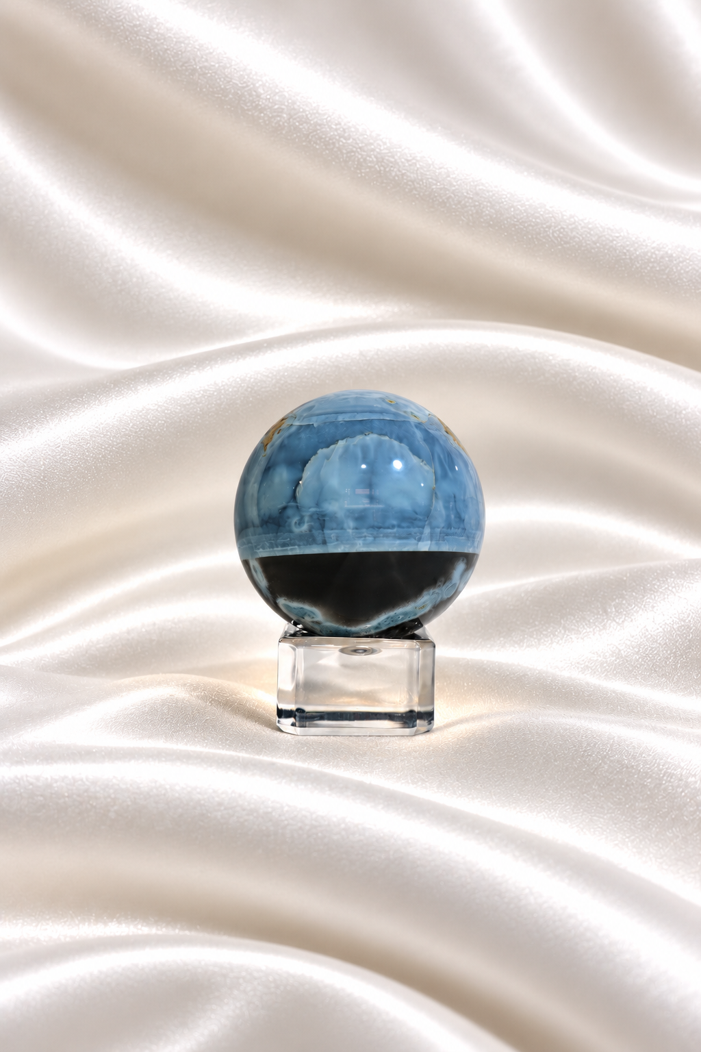 Blue Opal Sphere w/ Moss Agate Inclusions - RARE #18