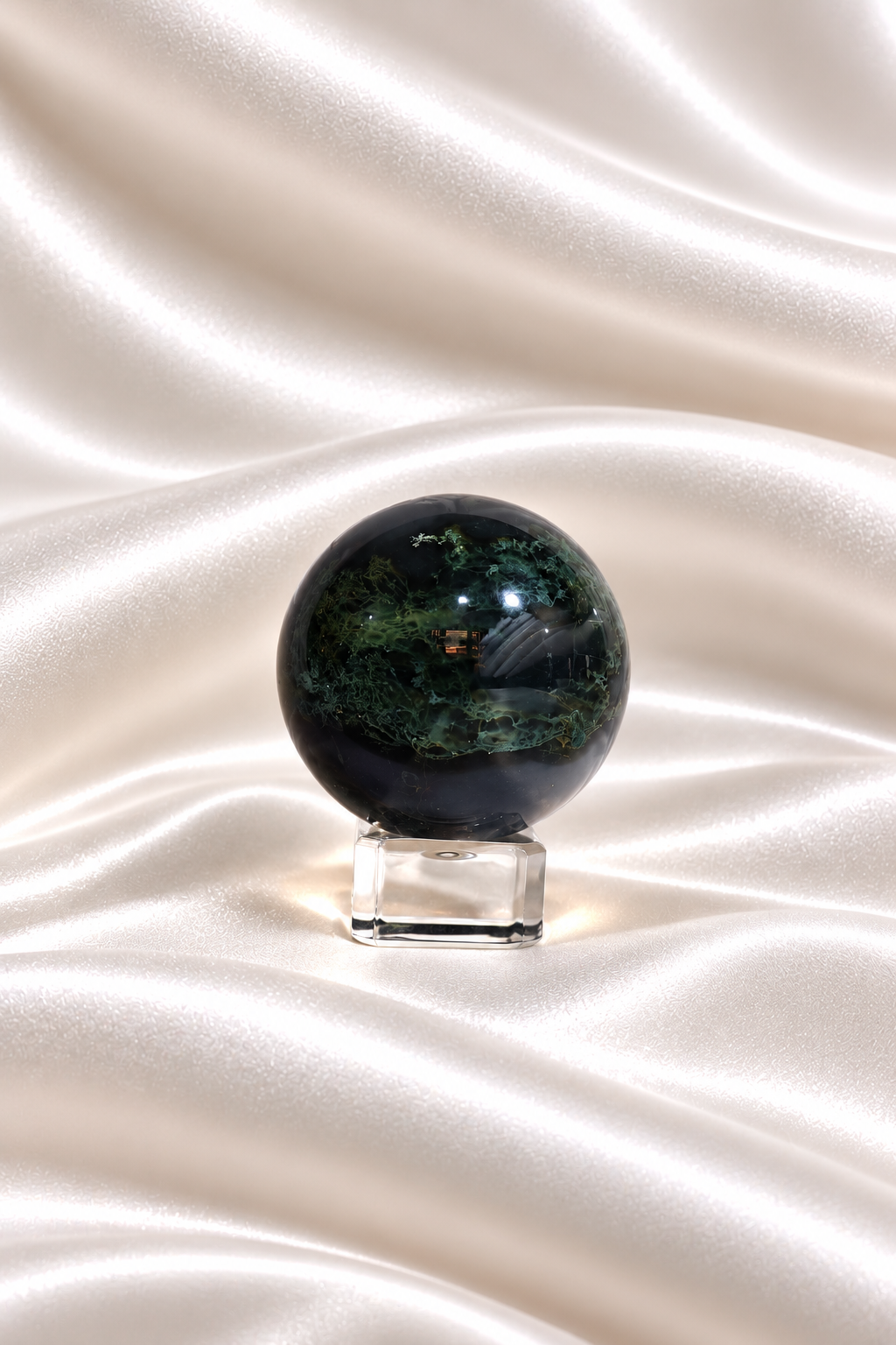 Moss Agate w/ Chalcedony Sphere #7