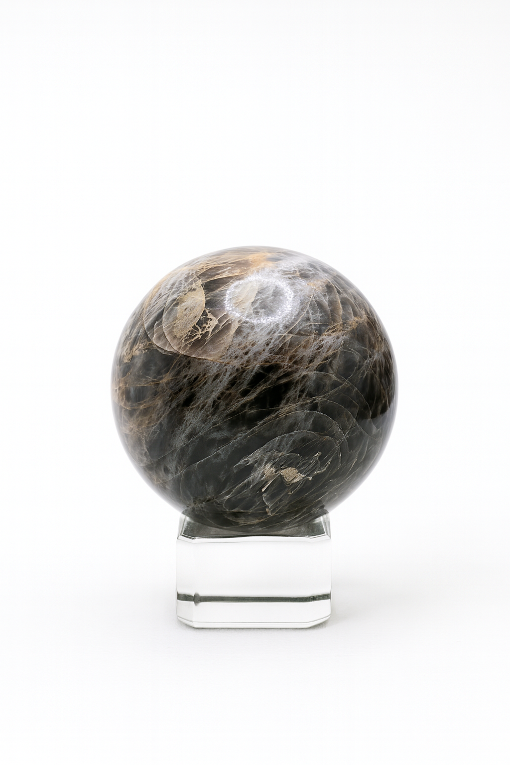 Black Moonstone Sphere #2 - Little Chipped