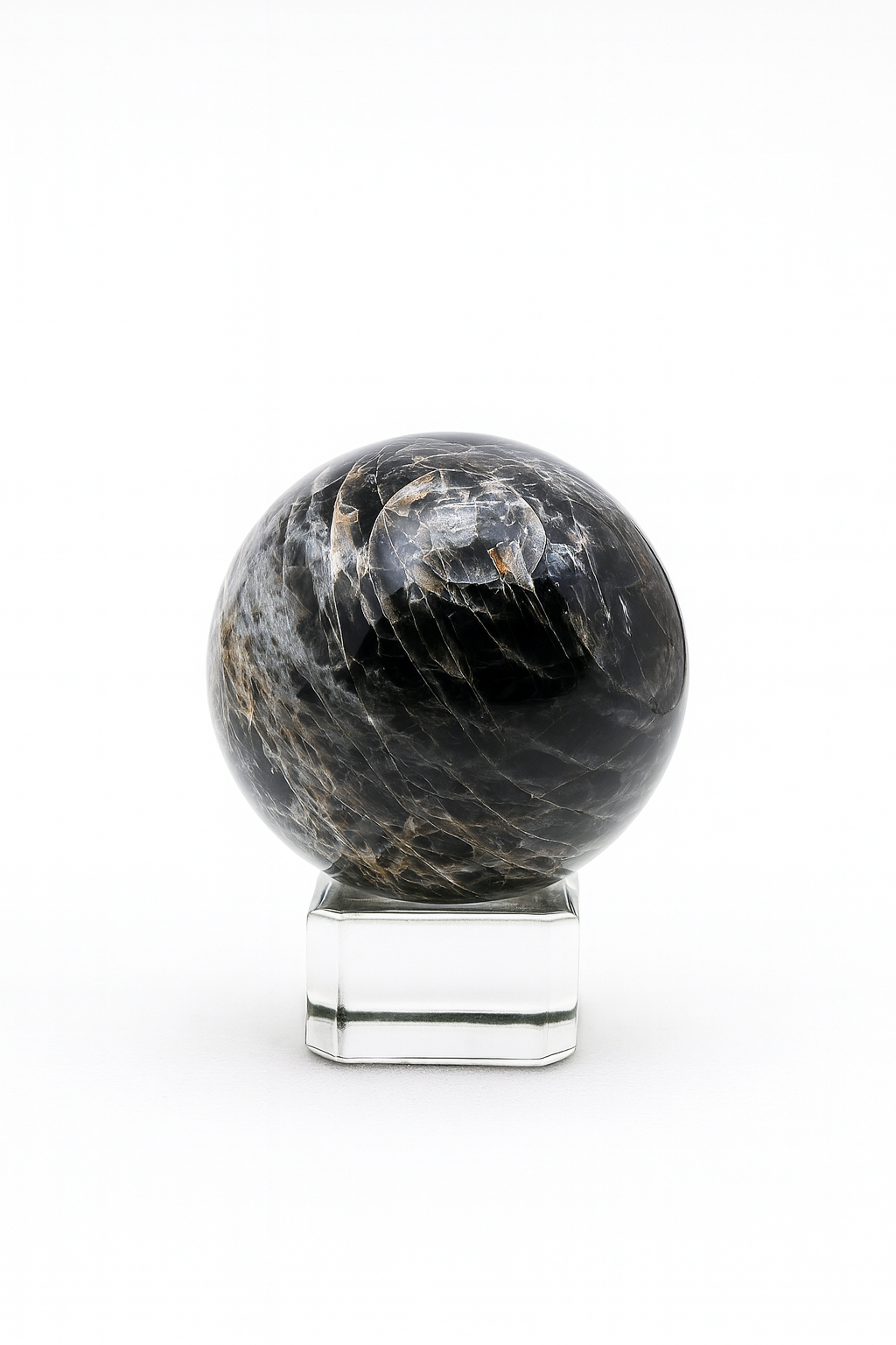 Black Moonstone Sphere #2 - Little Chipped
