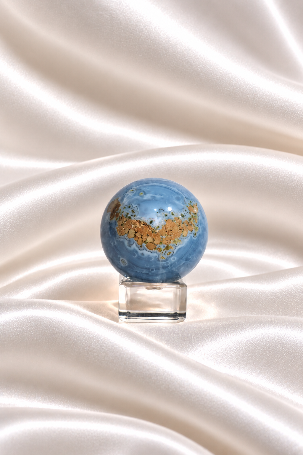 Blue Opal Sphere w/ Moss Agate Inclusions - RARE #18