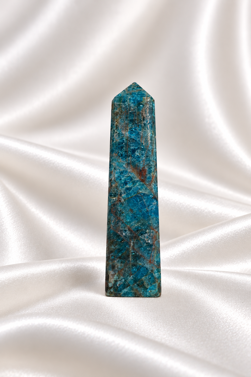 Blue Apatite Tower #7 - Tip Little Chipped