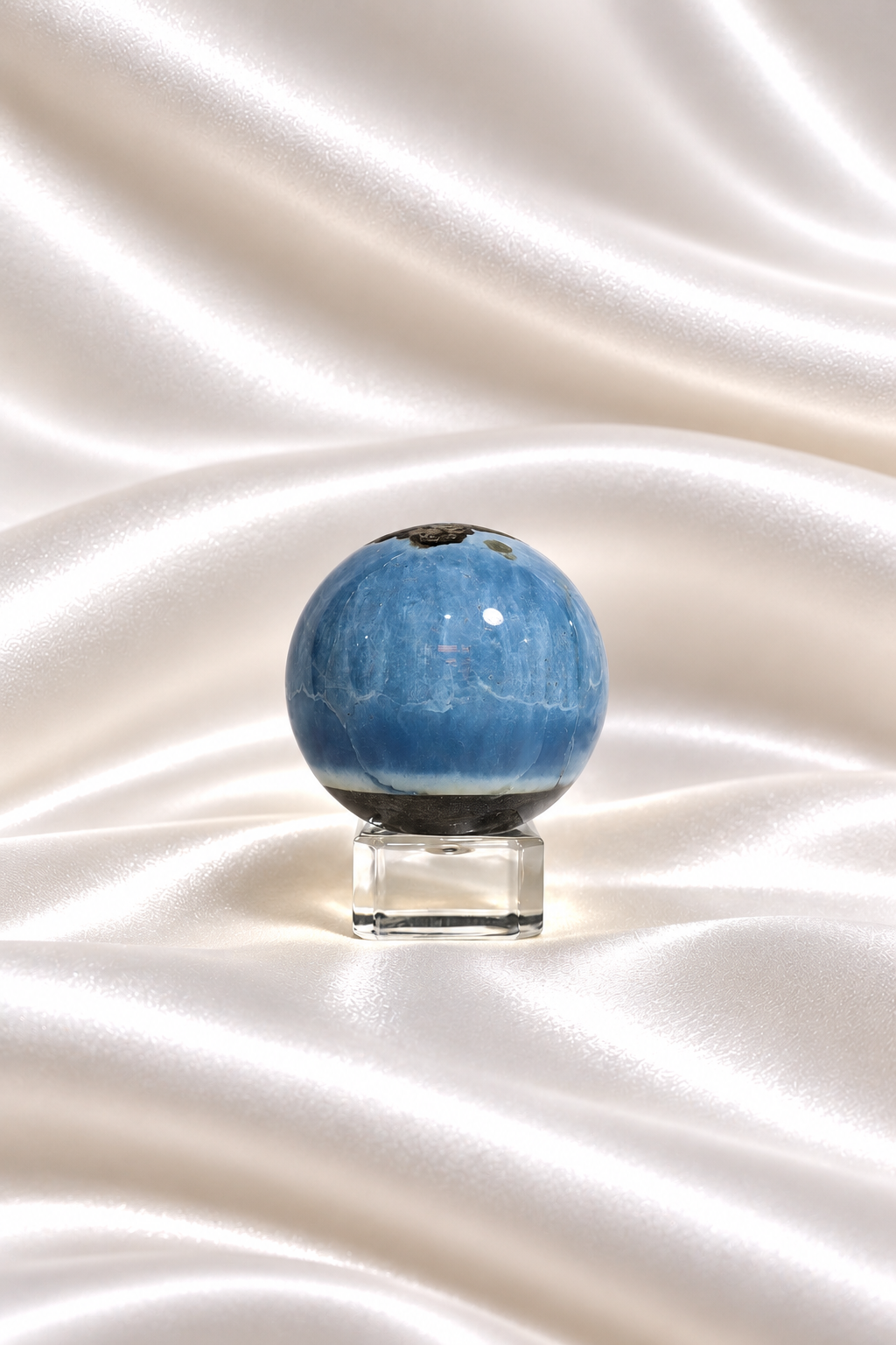 Blue Opal Sphere w/ Moss Agate Inclusions - RARE #22
