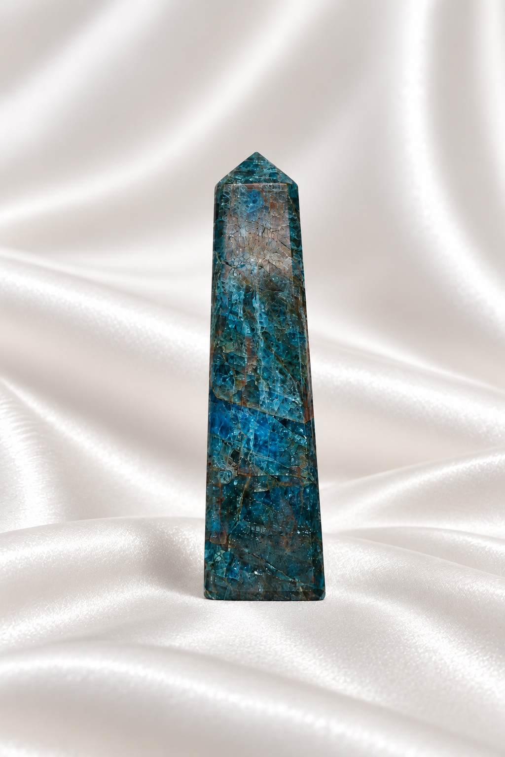 Blue Apatite Tower #7 - Tip Little Chipped
