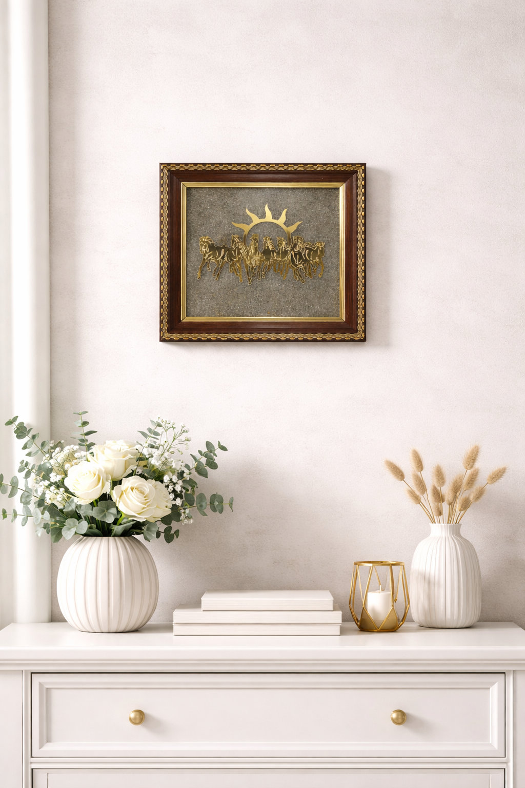 Seven Horses Pyrite Frame - For Good Luck