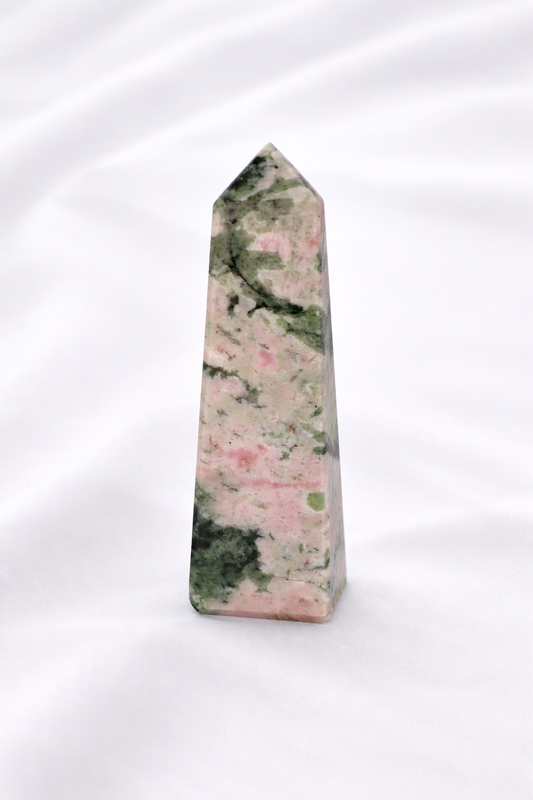 Pink Thulite w/ Green Epidote Tower #1