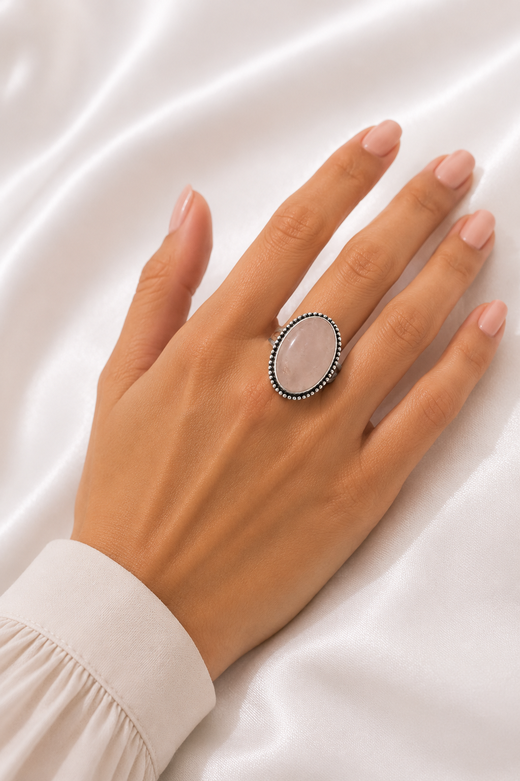 Rose Quartz Oval Ring
