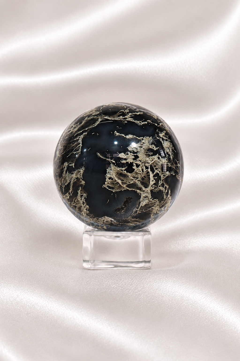 Blue Opal Sphere W/ Moss Agate Inclusions #14- RARE