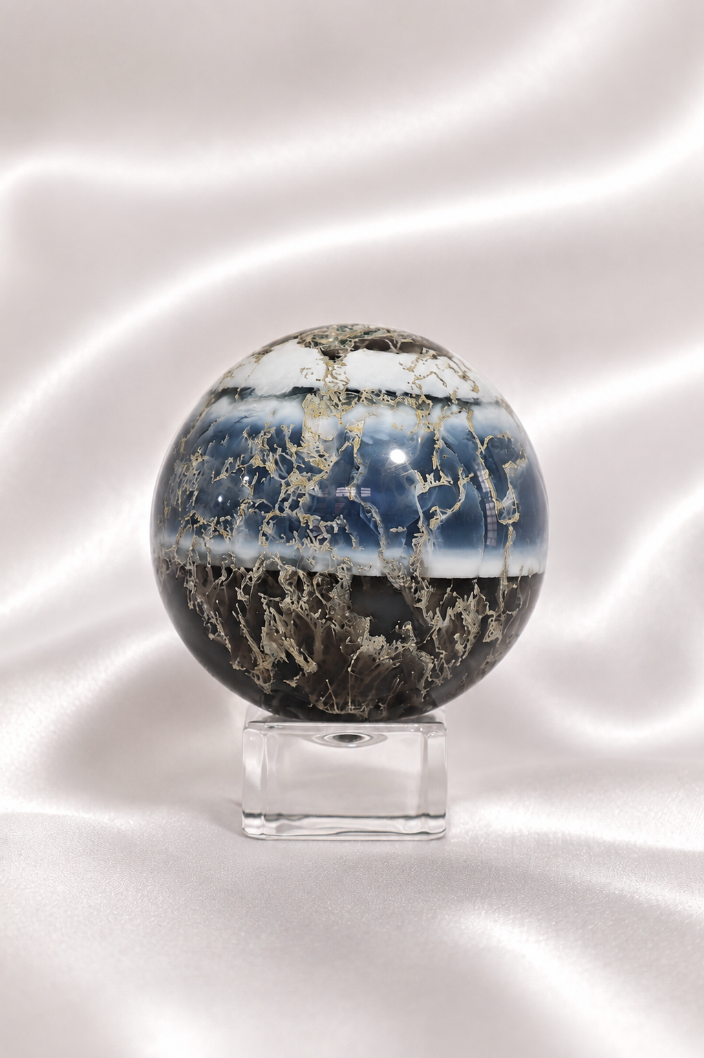 Blue Opal Sphere W/ Moss Agate Inclusions #14- RARE