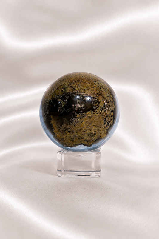 Blue Opal Sphere W/ Moss Agate Inclusions #11- RARE