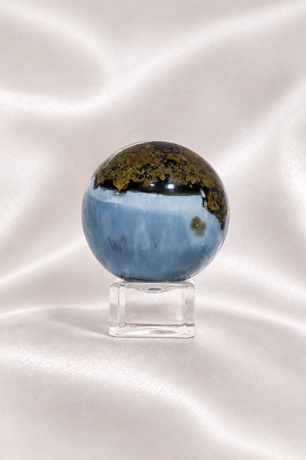 Blue Opal Sphere W/ Moss Agate Inclusions #11- RARE