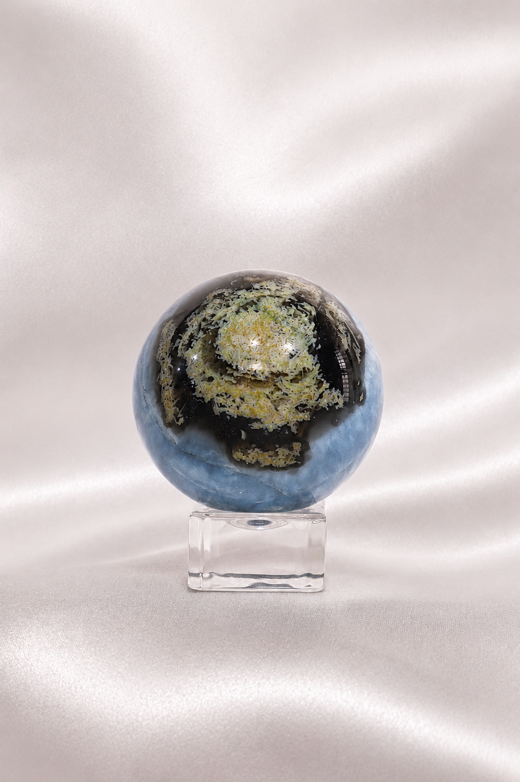 Blue Opal Sphere W/ Moss Agate Inclusions #13- RARE