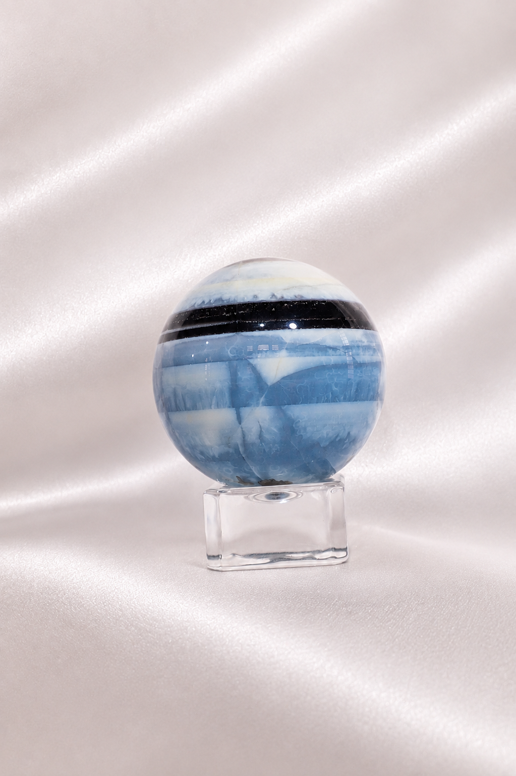 Blue Opal Sphere W/ Moss Agate Inclusions #9- RARE