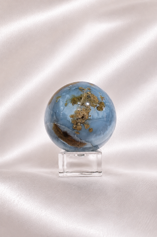 Blue Opal Sphere W/ Moss Agate Inclusions #9- RARE