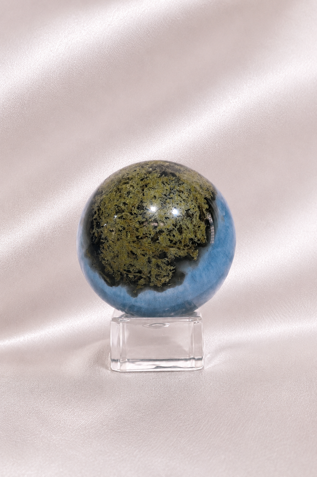 Blue Opal Sphere W/ Moss Agate Inclusions #10- RARE