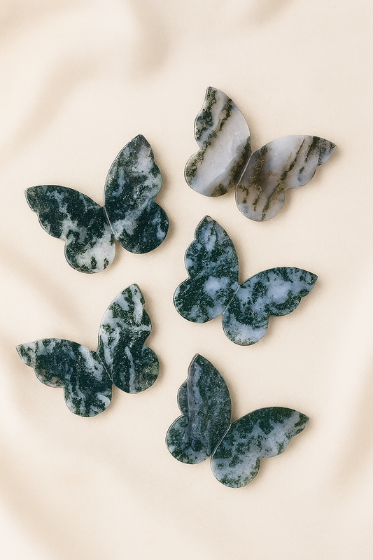 3D Moss Agate Butterflies