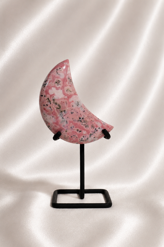 Peruvian Rhodonite Moon on Stand #2