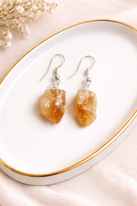Raw Citrine Earring