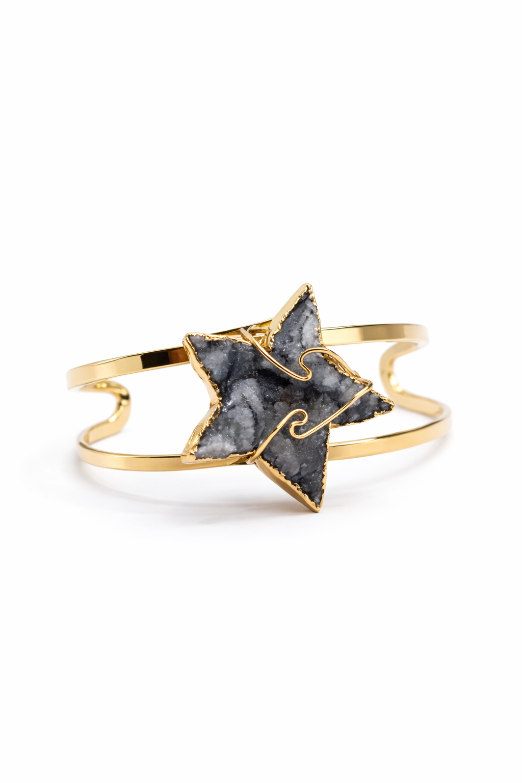 Grey Chalcedony Agate Star Bangle Bracelet
