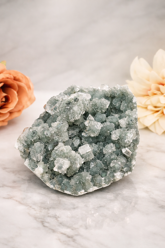 Blue Chalcedony with Diamond Apophyllite #30