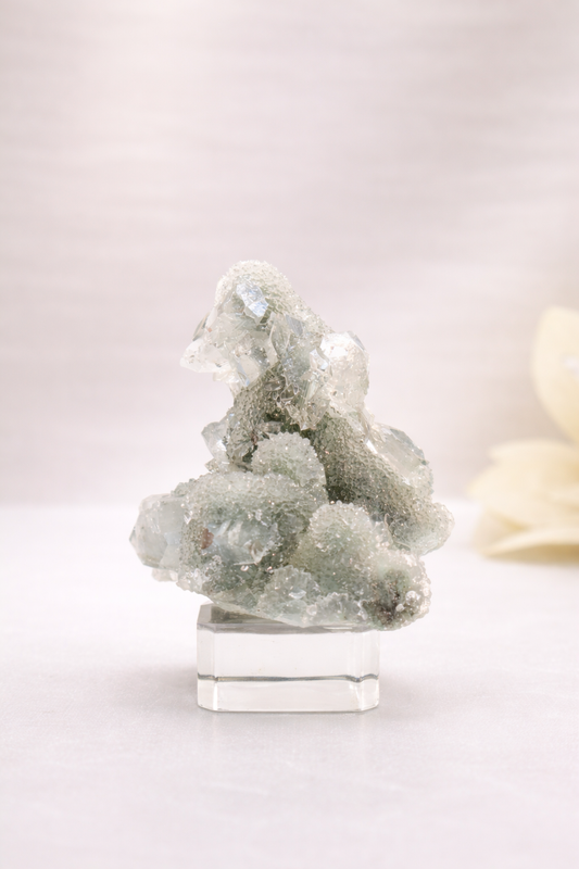 Blue Chalcedony with Diamond Apophyllite #24