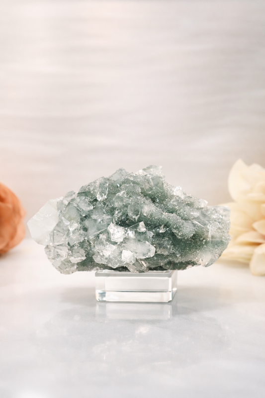 Blue Chalcedony with Diamond Apophyllite #29