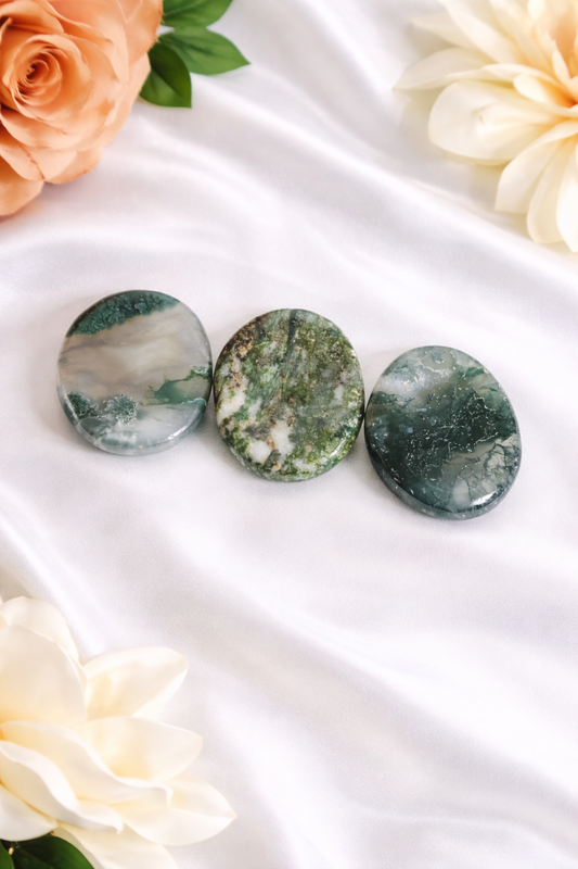 Moss Agate Worry Stones