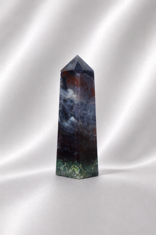Red Moss Agate w/ Chalcedony Tower #4- RARE