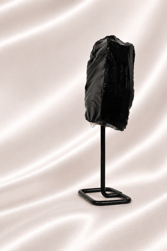 Raw Black Obsidian on Stand #2