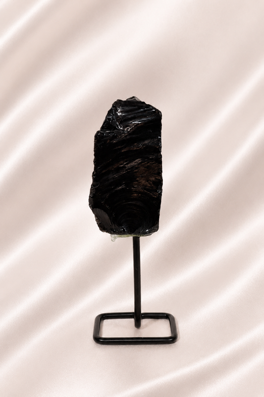 Raw Black Obsidian on Stand #2