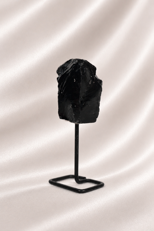 Raw Black Obsidian on Stand #1