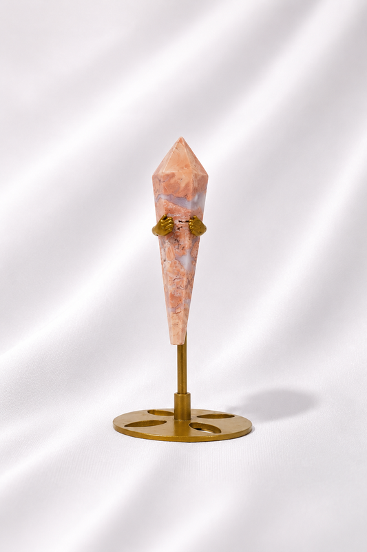 Pink Agate Wand on Stand #8