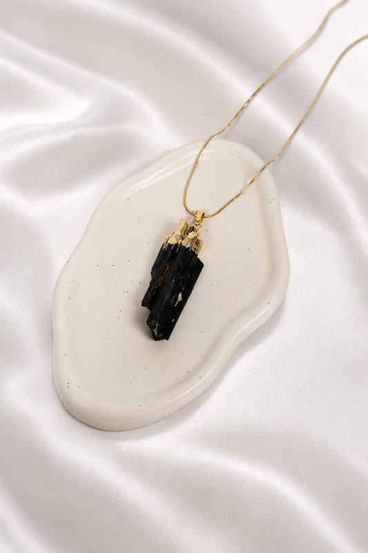 Raw Black Tourmaline Necklace #10