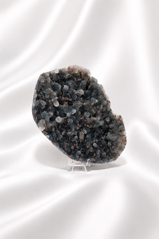 Blue Chalcedony with Stilbite Sugar Druzy Cluster #14