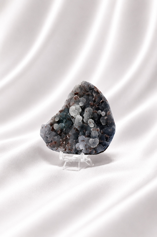 Blue Chalcedony with Stilbite Sugar Druzy Cluster #4