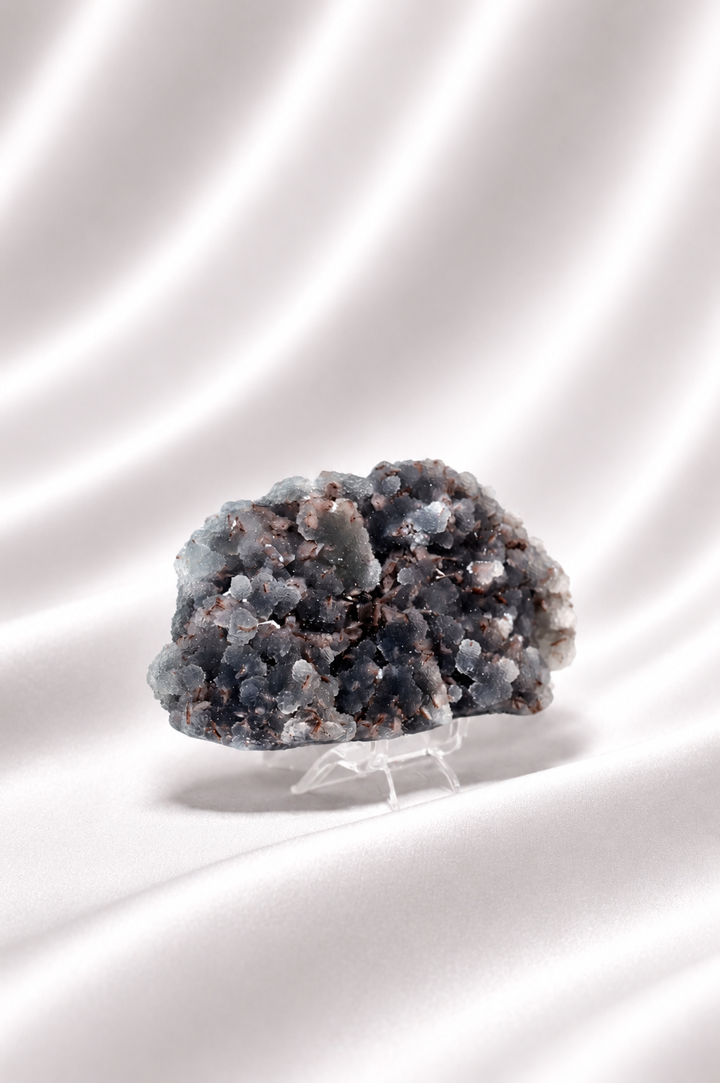 Blue Chalcedony with Stilbite Sugar Druzy Cluster #7
