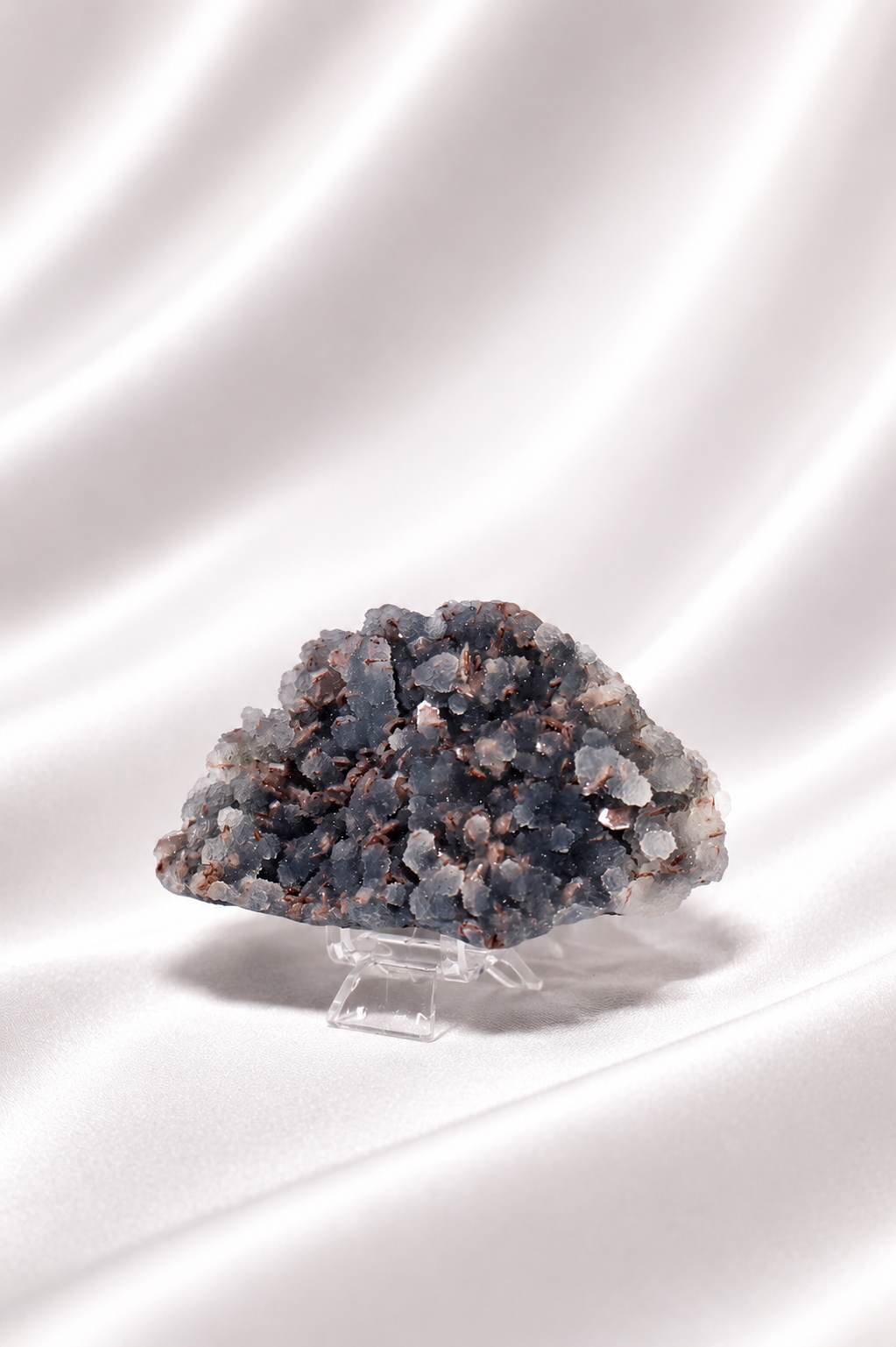 Blue Chalcedony with Stilbite Sugar Druzy Cluster #7