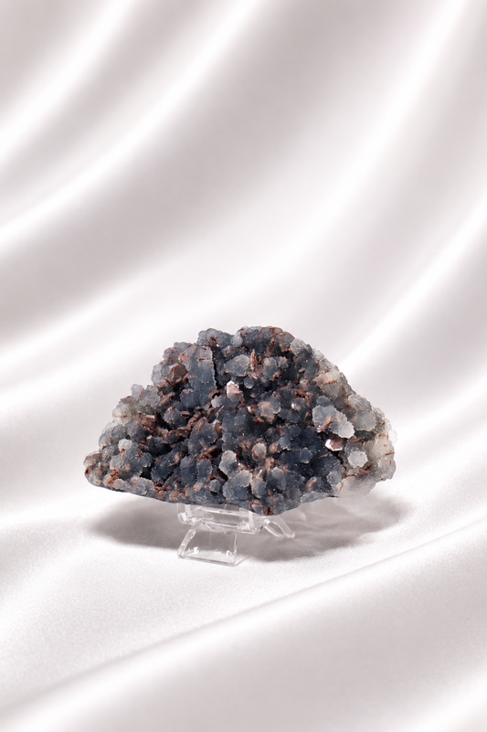Blue Chalcedony with Stilbite Sugar Druzy Cluster #7