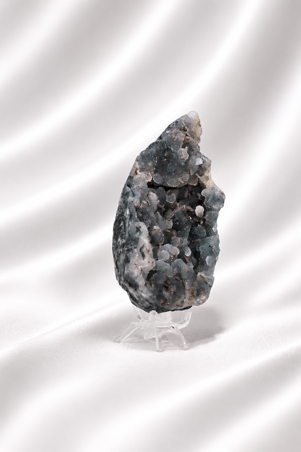 Blue Chalcedony with Stilbite Sugar Druzy Cluster #11