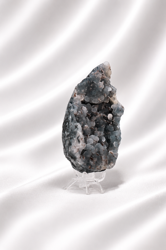 Blue Chalcedony with Stilbite Sugar Druzy Cluster #11