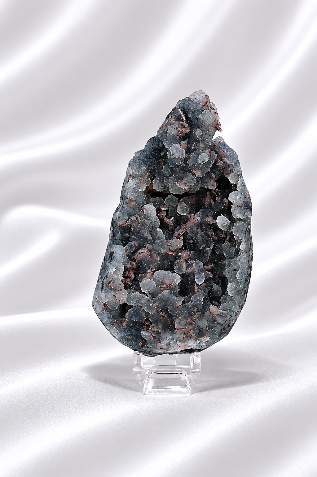 Blue Chalcedony with Stilbite Sugar Druzy Cluster #11