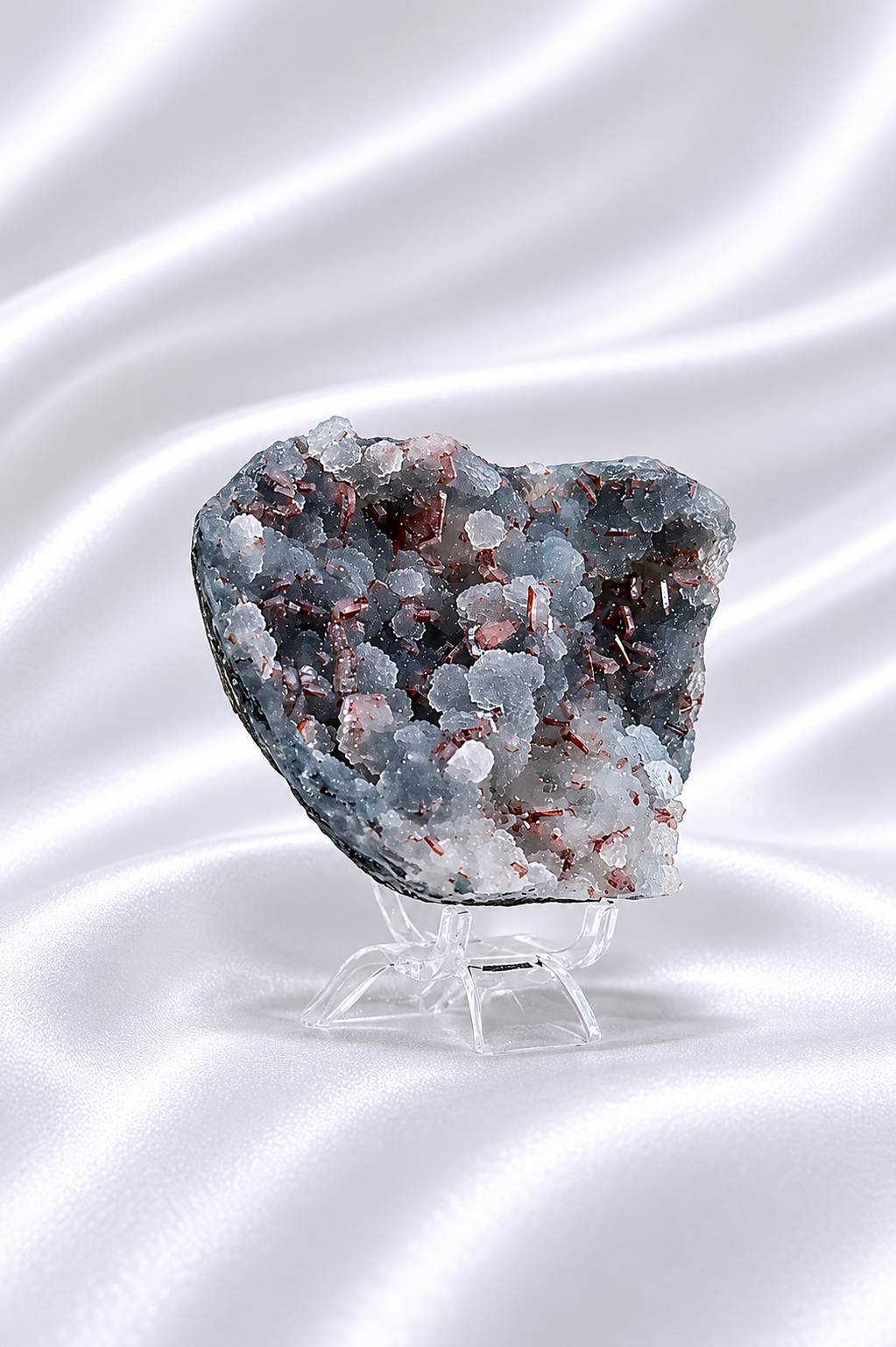 Blue Chalcedony with Stilbite Sugar Druzy Cluster #5
